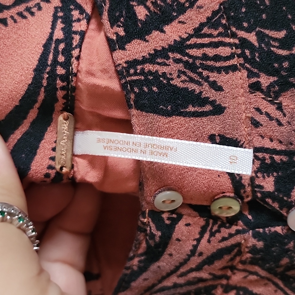 Free People Smooth Sailing Button Front Boho Navy Pink Paisley Maxi Skirt - Picture 5 of 10